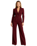 Eleyna Women’s Blazer Jumpsuit – Wide Leg V-Neck Elegant Evening Playsuit