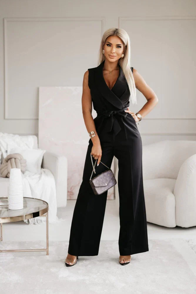 Giuliana Women’s Sleeveless Jumpsuit – Elegant Tailored Fit with Flowy Wide-Leg Design