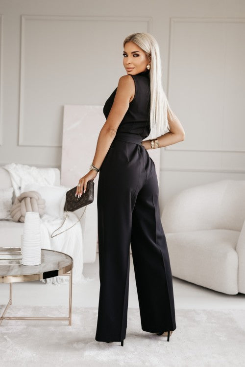 Giuliana Women’s Sleeveless Jumpsuit – Elegant Tailored Fit with Flowy Wide-Leg Design