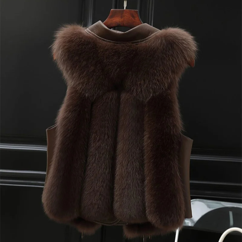 Dilara Women’s Faux Fur Gilet – Luxury Oversized Waist-Tie Winter Waistcoat