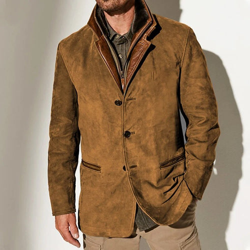 Aaron Men’s Vintage Jacket – Retro Chic Casual Coat with Soft Lining & Leather Details