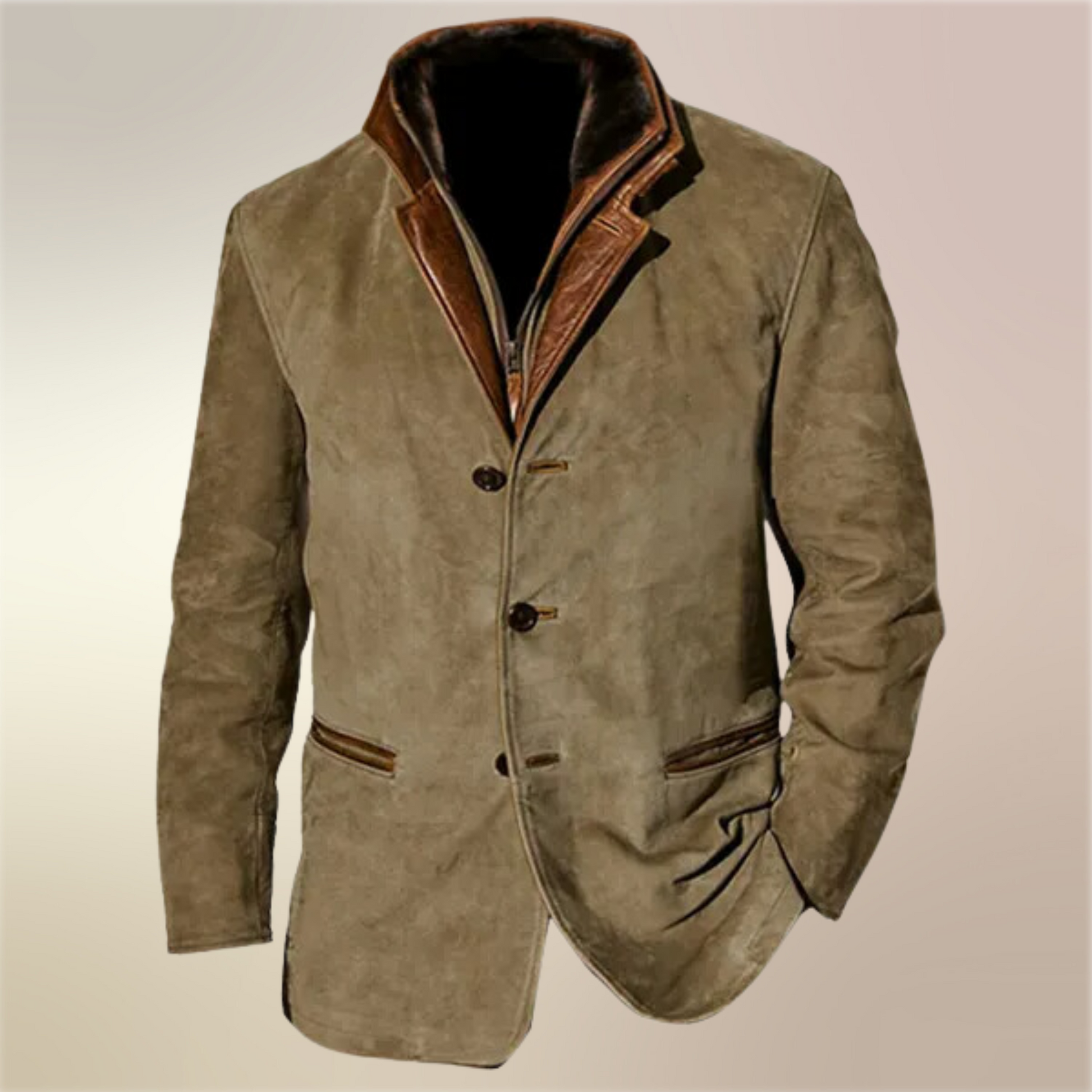 Aaron Men’s Vintage Jacket – Retro Chic Casual Coat with Soft Lining & Leather Details