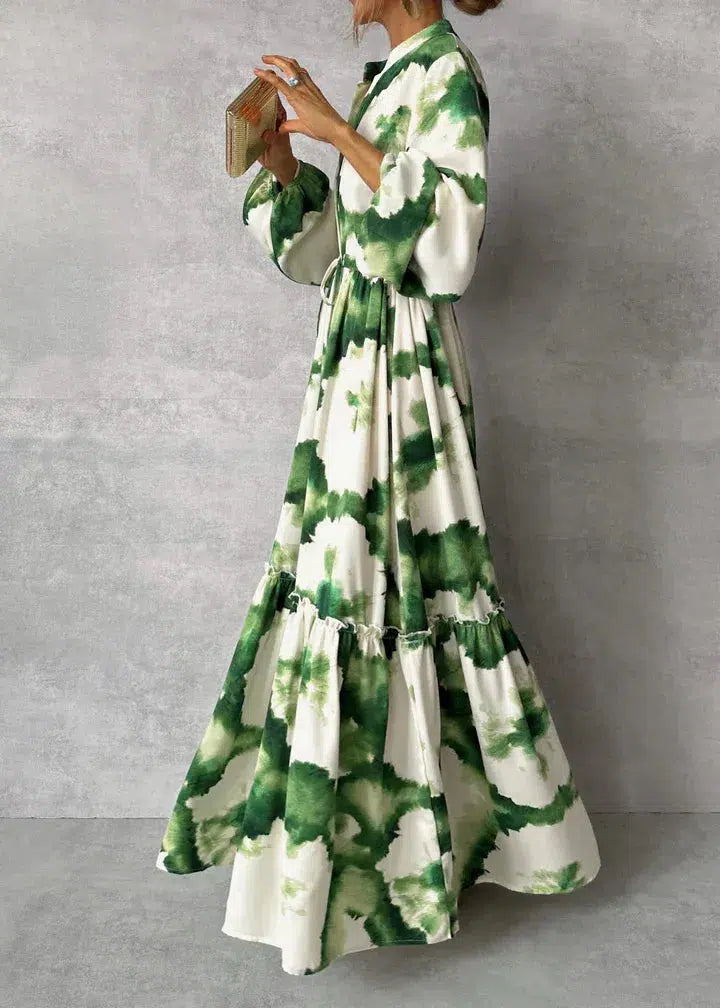 Patricia Women’s Maxi Dress – Elegant V-Neck Long Sleeve Evening Gown