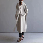 Isabelle Women’s Long Wool Coat – Elegant Warm Winter Overcoat with Tailored Fit