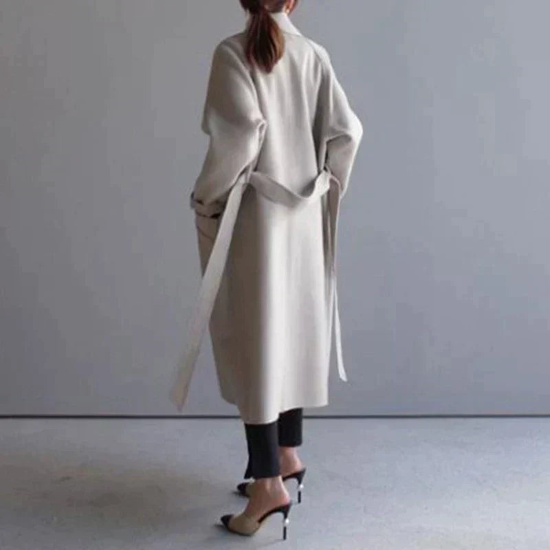 Isabelle Women’s Long Wool Coat – Elegant Warm Winter Overcoat with Tailored Fit