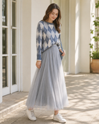 Shandria Women’s Tulle Midi Skirt – Elegant High-Waist Layered Mesh Summer Skirt