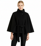Ivanna Women’s Wool Blend Coat – Elegant Long Winter Coat with Belt & High Collar
