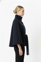 Ivanna Women’s Wool Blend Coat – Elegant Long Winter Coat with Belt & High Collar