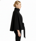 Ivanna Women’s Wool Blend Coat – Elegant Long Winter Coat with Belt & High Collar