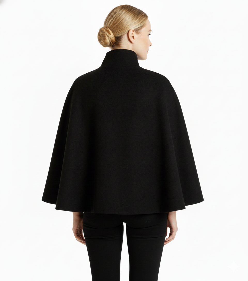 Ivanna Women’s Wool Blend Coat – Elegant Long Winter Coat with Belt & High Collar