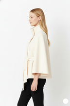 Ivanna Women’s Wool Blend Coat – Elegant Long Winter Coat with Belt & High Collar