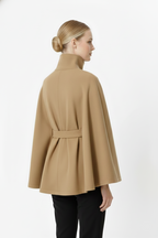 Ivanna Women’s Wool Blend Coat – Elegant Long Winter Coat with Belt & High Collar