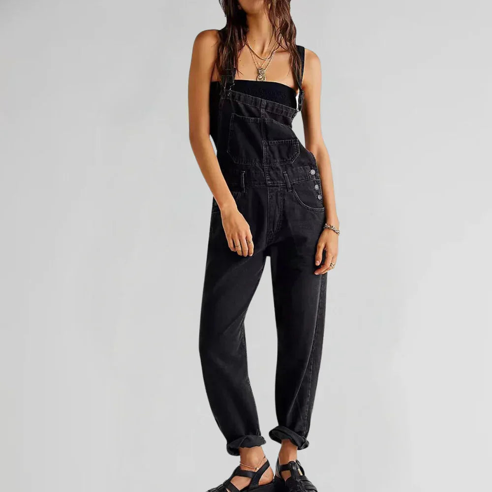 Charlotte Women’s Denim Jumpsuit – Slim Fit Button-Up Jeans Playsuit for Casual Chic