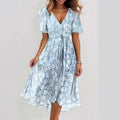 Emily Women’s Floral Midi Dress – Lightweight Chiffon Summer Dress with V-Neck Fit