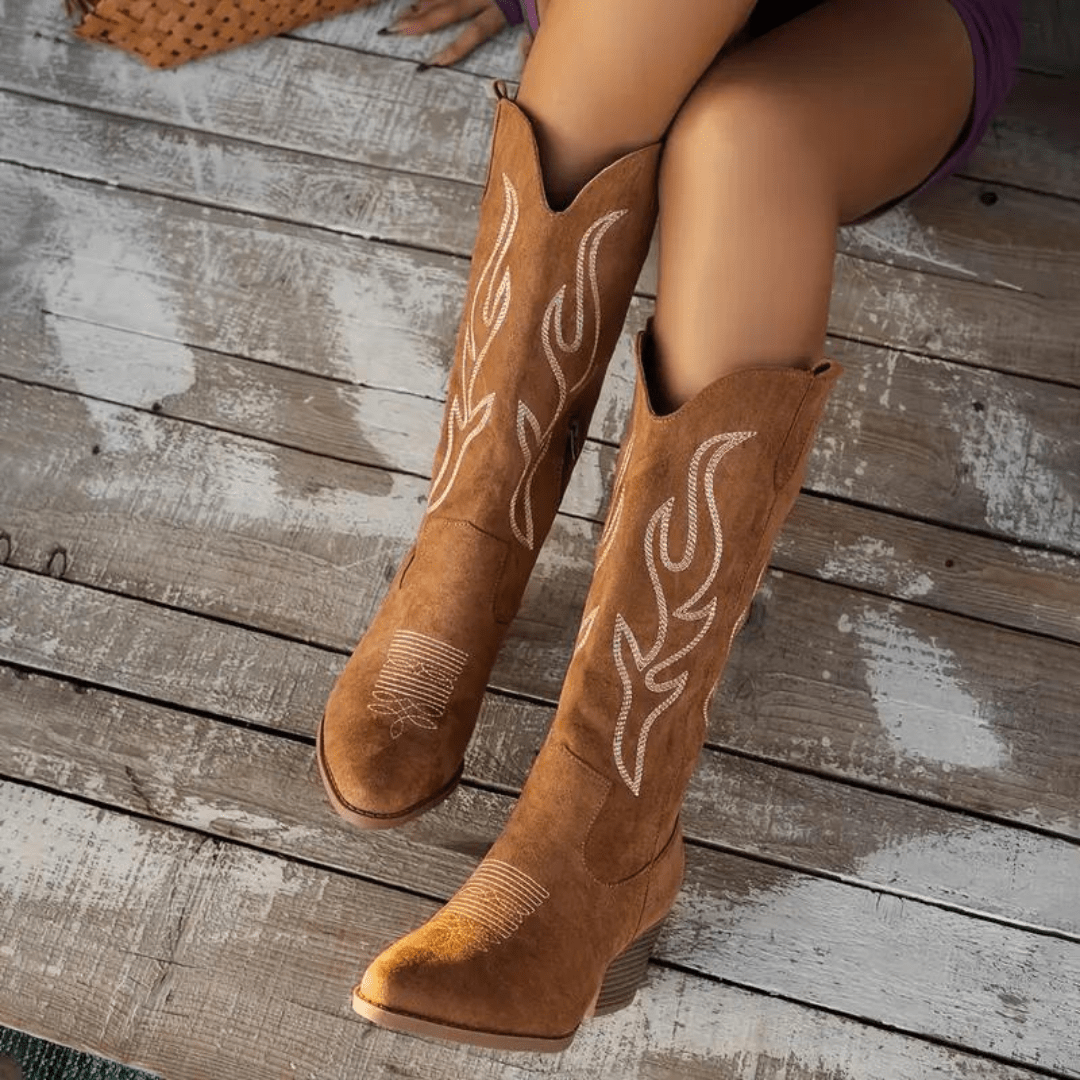 Sloan Women’s Cowboy Boots – Western Mid-Heel Boots with Elegant Pointed Toe