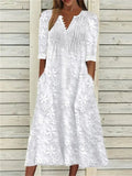 Miya Women’s Floral Maxi Dress – Elegant Cotton V-Neck Summer Dress with Pockets