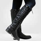 Amelia Women’s Knee-High Boots – Genuine Leather Lace-Up Winter Boots with Warm Lining