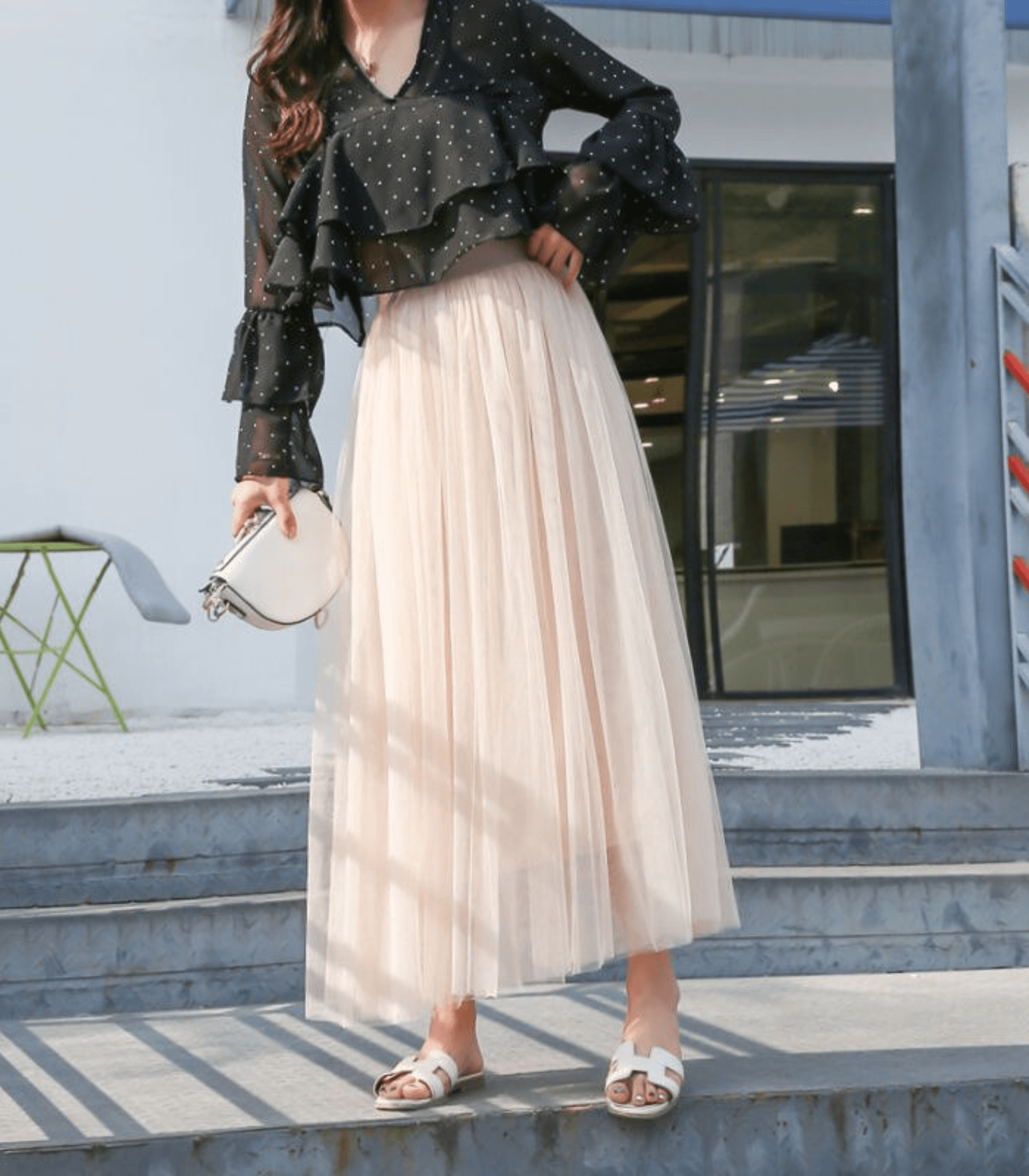 Shandria Women’s Tulle Midi Skirt – Elegant High-Waist Layered Mesh Summer Skirt