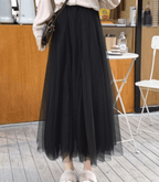 Shandria Women’s Tulle Midi Skirt – Elegant High-Waist Layered Mesh Summer Skirt