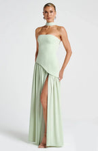 Victoria Women’s Evening Dress – Strapless Maxi Gown with High Split & Elegant Fit