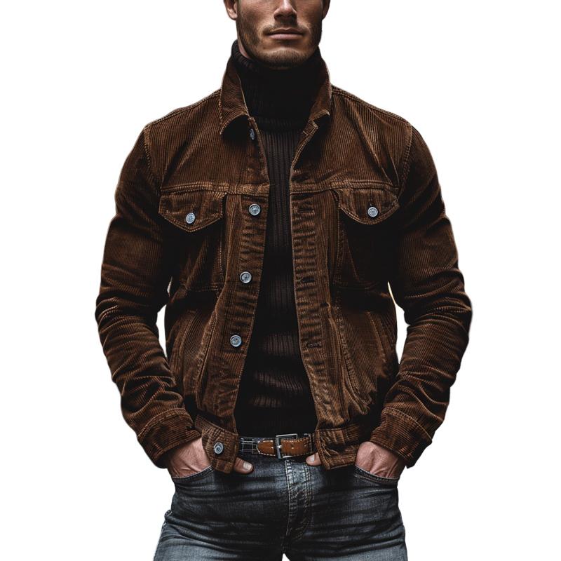 Bryn Men’s Corduroy Jacket – Retro Workwear Coat with Utility Pockets & Relaxed Fit