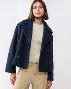 Vanessa Women’s Wool Blend Jacket – Elegant Cropped Winter Coat with Wide Lapels