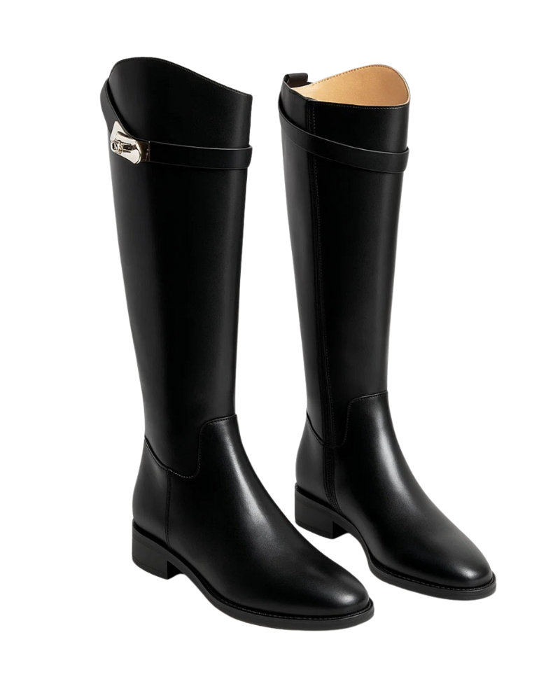 Kyrie Women’s Knee-High Boots – Elegant Low Heel Zip Boots for Autumn & Winter