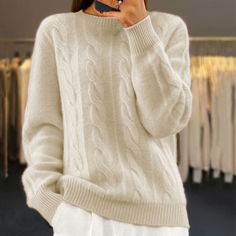 Bridget Women’s Cable Knit Jumper – Wool & Cashmere Blend Soft Winter Sweater