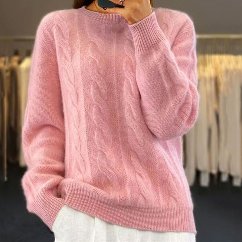 Bridget Women’s Cable Knit Jumper – Wool & Cashmere Blend Soft Winter Sweater
