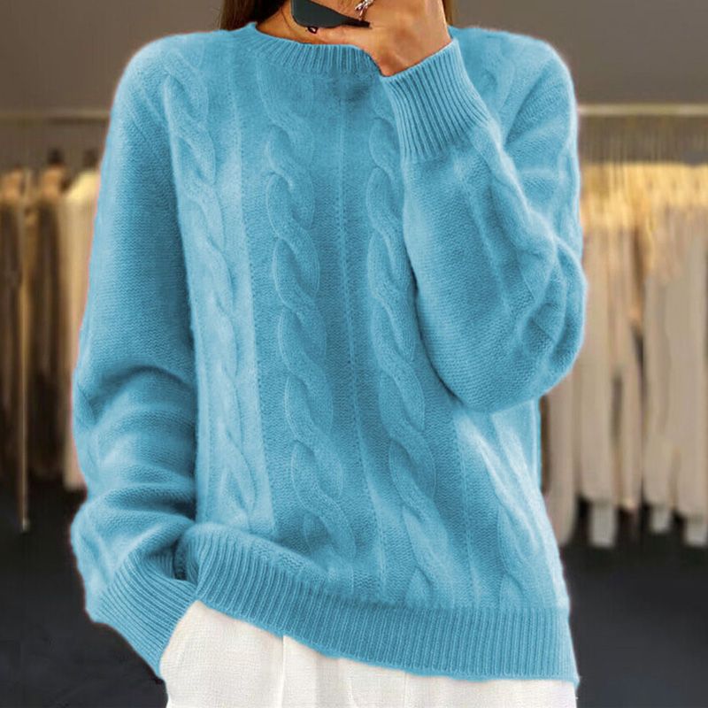 Bridget Women’s Cable Knit Jumper – Wool & Cashmere Blend Soft Winter Sweater